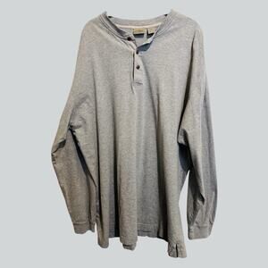 L.L. Bean Men's Henley Pullover Gray Cotton Relaxed Casual Shirt Size XXL Tall